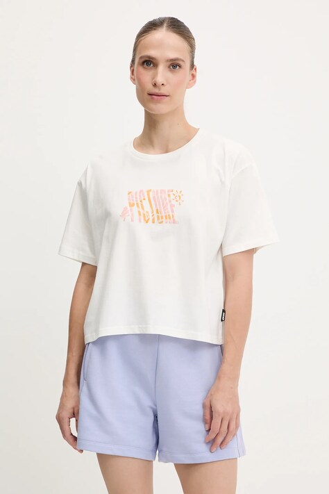 Picture t-shirt bawełniany Keynee damski kolor biały WTS0574