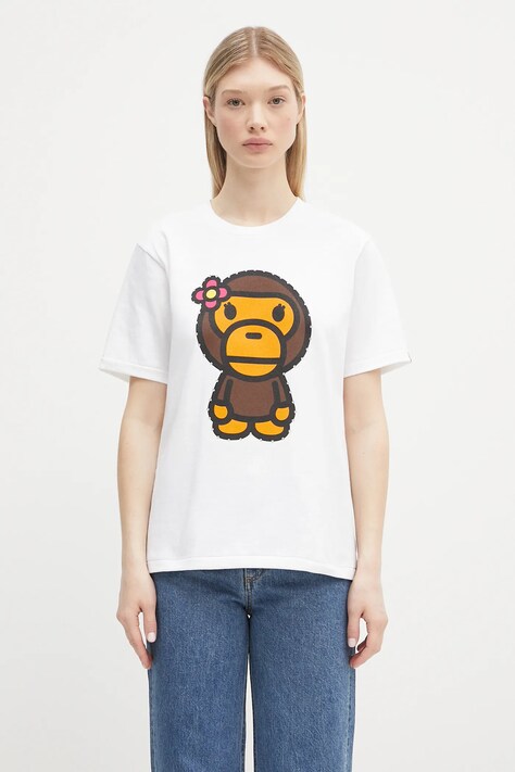 Bavlněné tričko A Bathing Ape Crystal Stone Big Baby Lisa dámské, bílá barva, 2L30210025