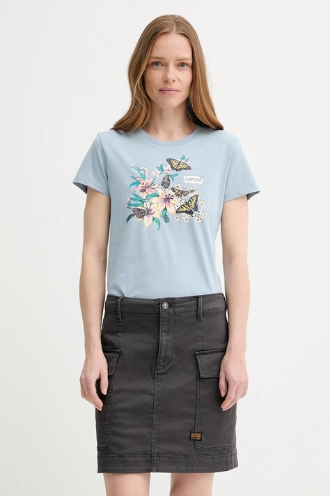 Levi's t-shirt bawełniany THE PERFECT TEE damski kolor niebieski 17369