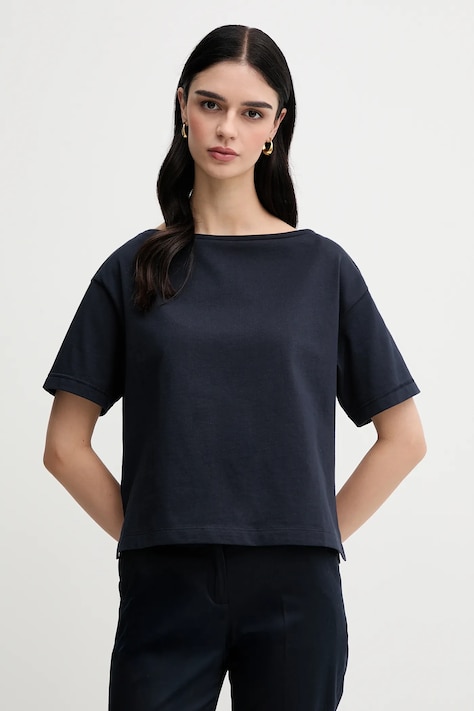 Памучна тениска Sisley дамска в тъмносиньо 36W9L400N