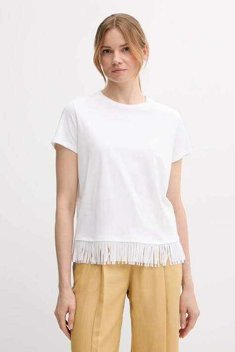 Sisley t-shirt bawełniany damski kolor biały 3096L107J