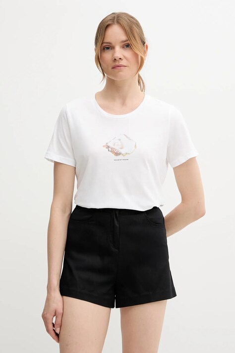 Sisley t-shirt bawełniany damski kolor biały 35USL107H