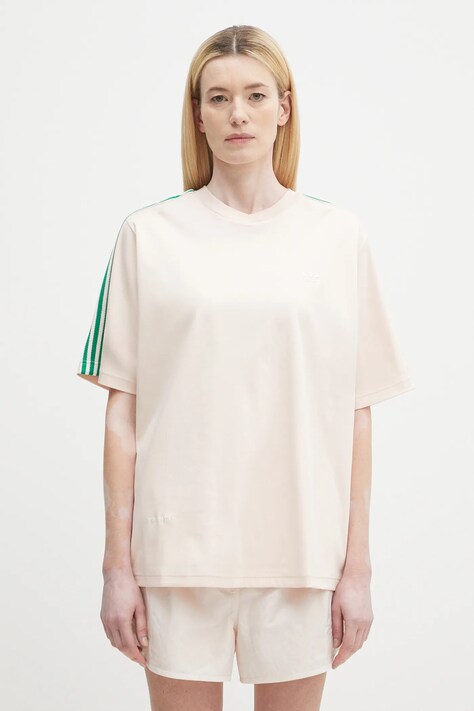 Bavlněné tričko adidas Originals x Wales Bonner T T dámské, růžová barva, JM8204