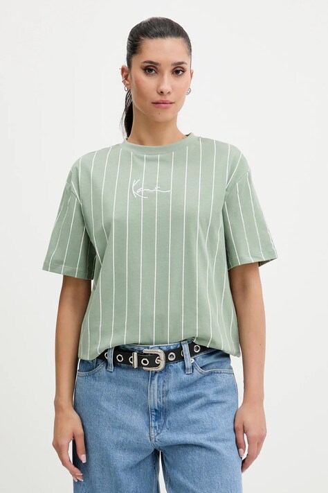 Karl Kani t-shirt bawełniany damski kolor zielony PD00005465