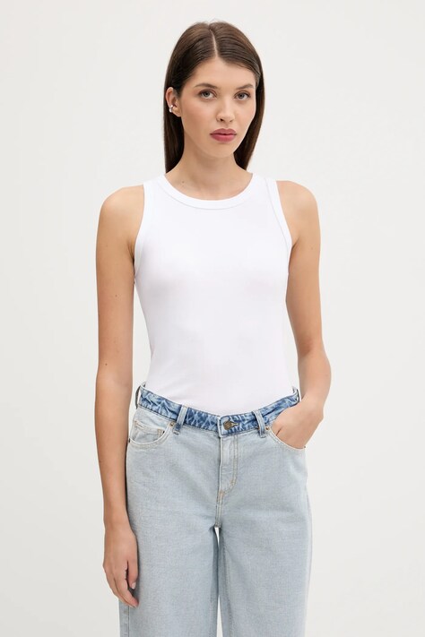 Top Abercrombie & Fitch bílá barva, KI139-5180