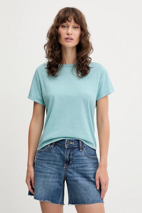 Abercrombie & Fitch t-shirt bawełniany damski kolor turkusowy KI139-5527