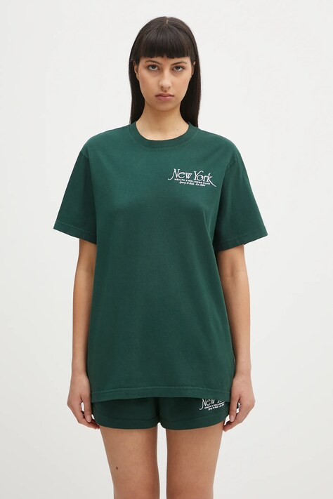 Sporty & Rich t-shirt bawełniany Ny 94 damski kolor zielony TO043606034GR10