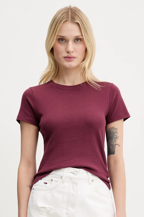 Hollister Co. tricou din bumbac culoarea bordo, KI339-5062