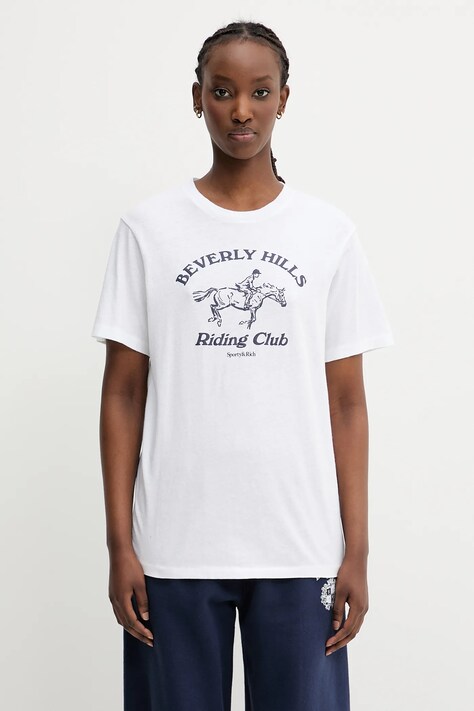 Sporty & Rich t-shirt bawełniany Bh Riding Club Soft damski kolor biały TO089626255WH01
