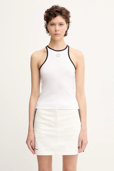 Памучен топ Sporty & Rich Srhwc Ribbed Tank в бяло TO080622305WH01