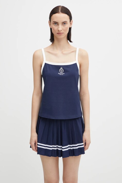 Sporty & Rich top Crown Tennis Pique Tank kolor granatowy TO079621304BL107
