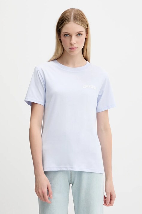 Converse t-shirt bawełniany damski kolor niebieski 10028336-A02