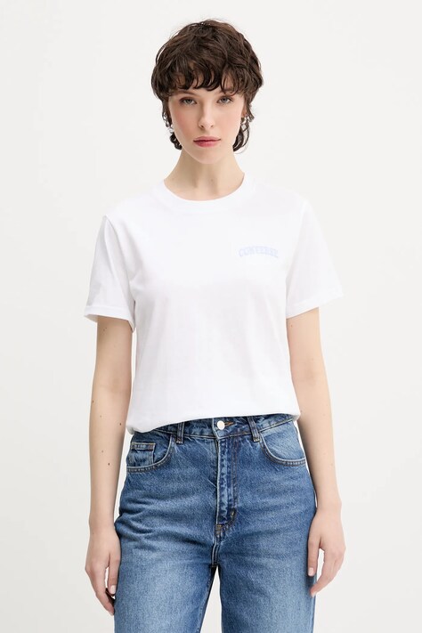 Converse t-shirt bawełniany damski kolor biały 10028336-A01
