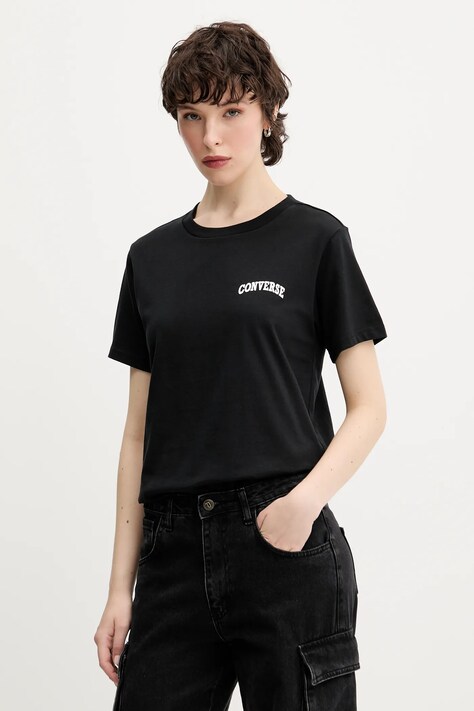 Converse t-shirt bawełniany damski kolor czarny 10028336-A03