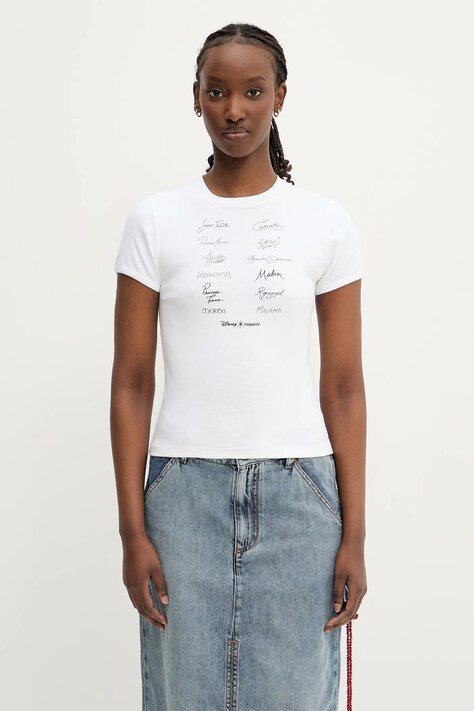 Coperni x Disney Signatures tricou din bumbac  Slim-Fit culoarea alb, DJS07F5037