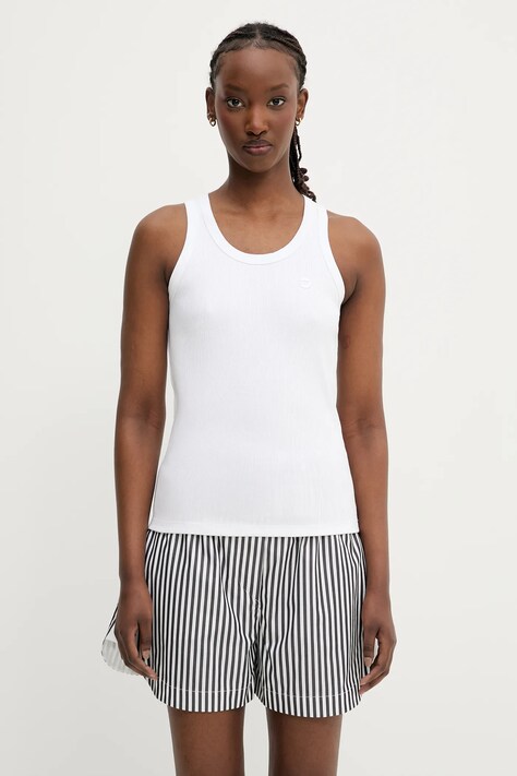 Coperni top din bumbac Rib Logo Tank culoarea alb, COPJS12F5033