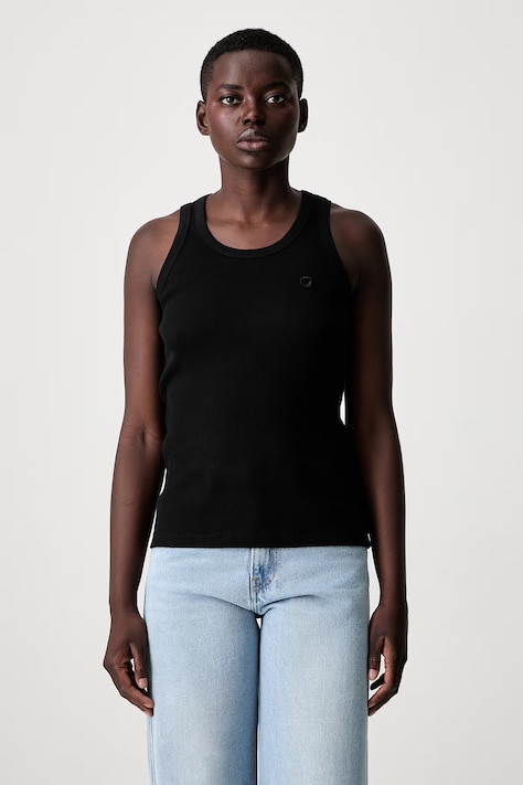 Bavlnený top Coperni Rib Logo Tank čierna farba, COPJS12F5033