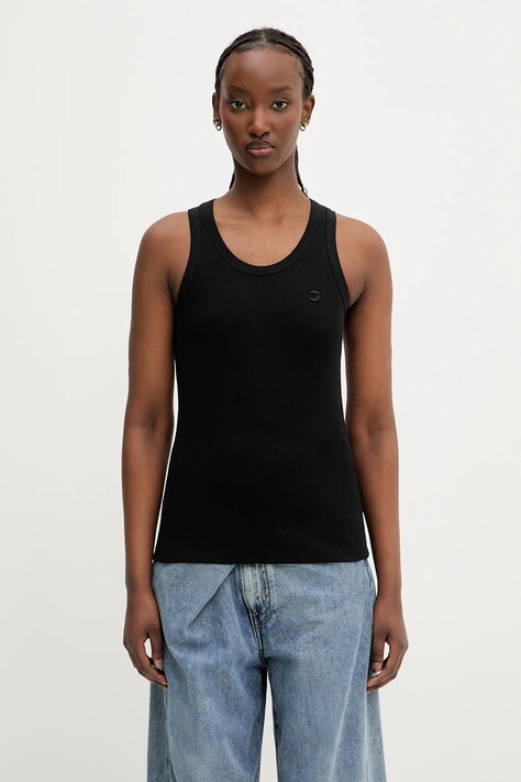 Bavlnený top Coperni Rib Logo Tank čierna farba, COPJS12F5033