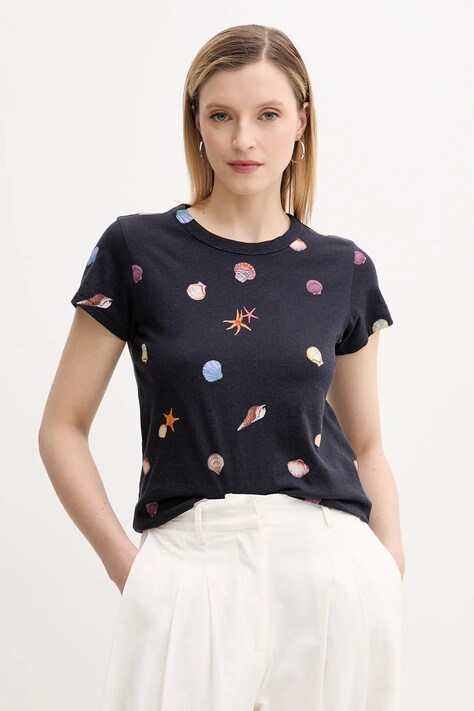 Rag & Bone tricou din bumbac culoarea bleumarin, WCC25PT016CH16