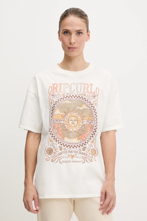 Rip Curl tricou din bumbac LUNA HERITAGE culoarea alb, 0FWWTE