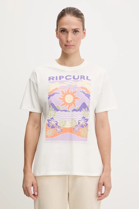 Bavlnené tričko Rip Curl dámske, biela farba, 0I1WTE