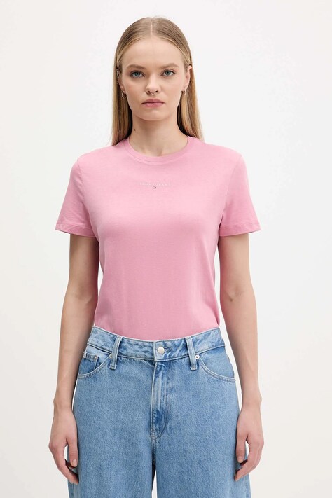 Μπλουζάκι Tommy Jeans χρώμα: ροζ, DW0DW21964