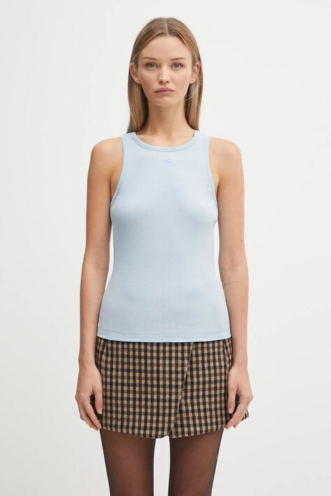 GANNI top Soft Cotton Rib kolor niebieski T4143