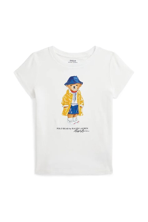 Παιδικό βαμβακερό μπλουζάκι Polo Ralph Lauren χρώμα: άσπρο, 312957377001