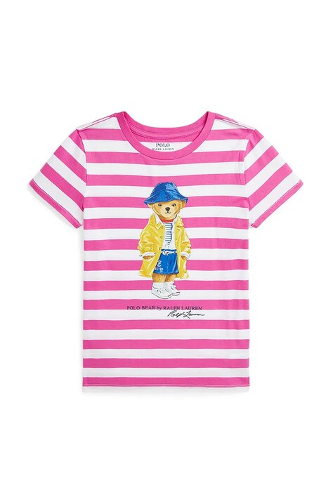 Dětské bavlněné tričko Polo Ralph Lauren růžová barva, 313957378001
