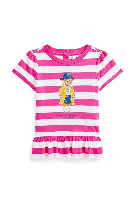 Dětské bavlněné tričko Polo Ralph Lauren růžová barva, 310958228001