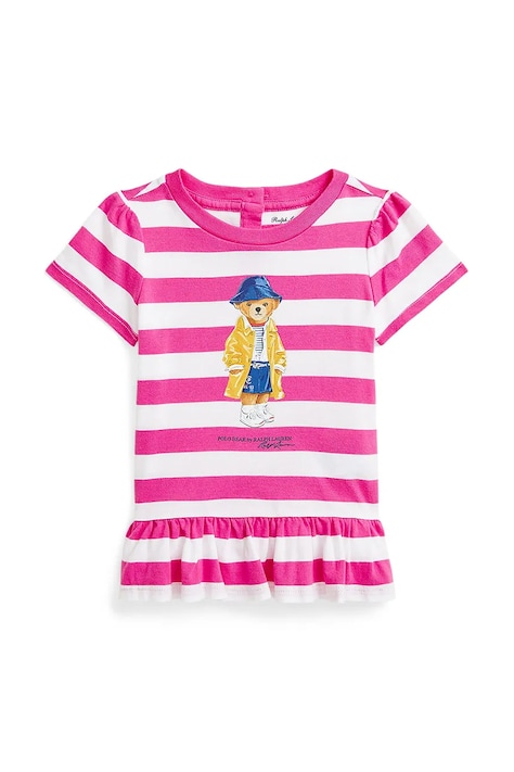 Παιδικό βαμβακερό μπλουζάκι Polo Ralph Lauren χρώμα: ροζ, 310958228001