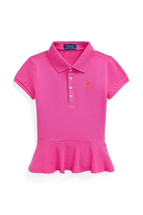 Polo Ralph Lauren tricou de bumbac pentru copii culoarea roz, cu guler, 312957156001