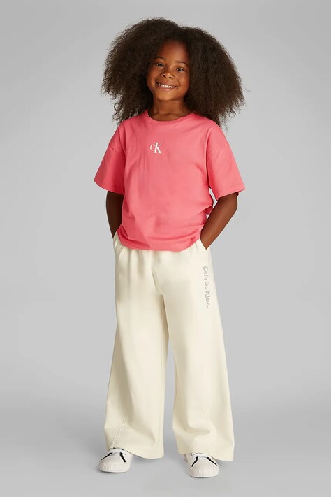 Dětské bavlněné tričko Calvin Klein Jeans růžová barva, IG0IG02136