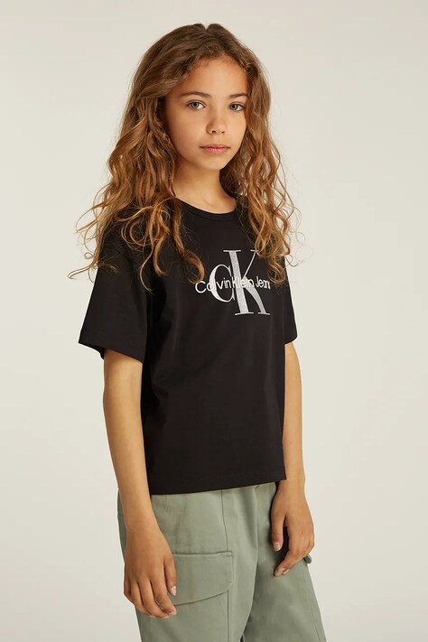 Детская хлопковая футболка Calvin Klein Jeans цвет чёрный IG0IG02801