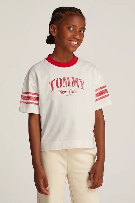 Tommy Hilfiger tricou de bumbac pentru copii culoarea alb, KG0KG08293