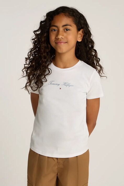 Tommy Hilfiger tricou de bumbac pentru copii culoarea alb, KG0KG08298