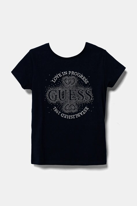 Guess tricou copii culoarea albastru marin, J5RI36 K6YW4