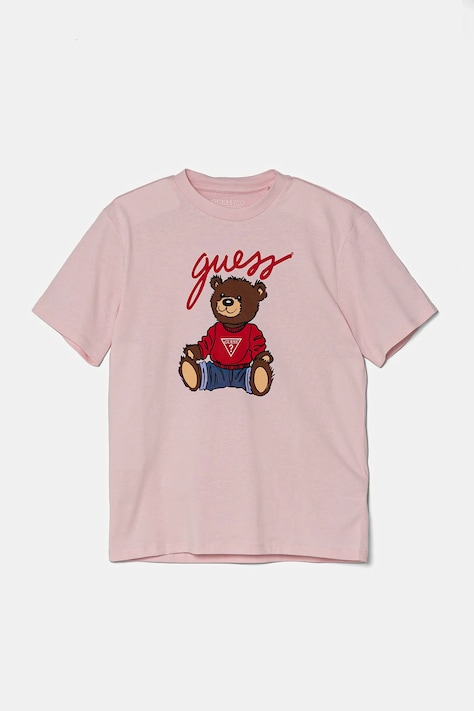 Детска памучна тениска Guess в розово H4BJ06 I3Z14