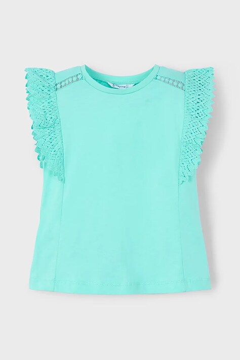 Mayoral t-shirt bawełniany dziecięcy kolor turkusowy 3010
