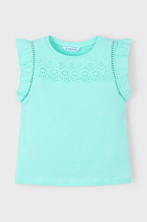 Mayoral t-shirt in cotone per bambini colore turchese 3020