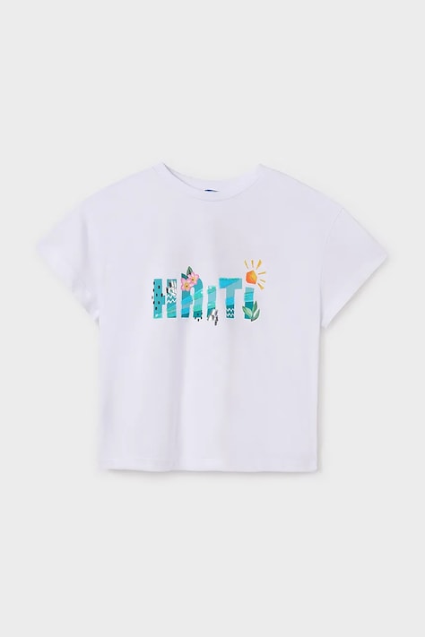 Detské bavlnené tričko Mayoral tyrkysová farba, 6030