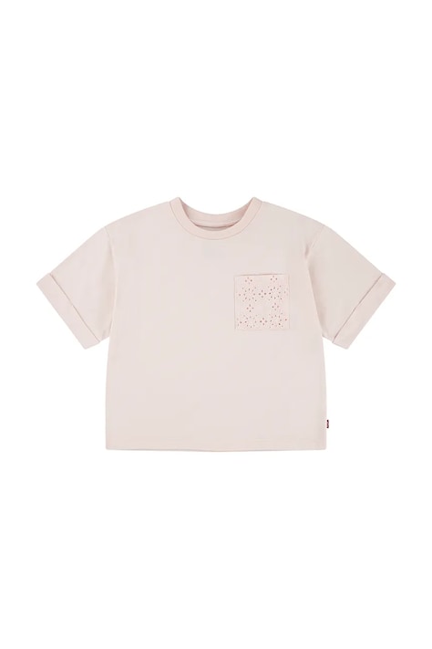 Levi's tricou copii ROLL CUFF MEET AND GREET T culoarea roz, 4EM166