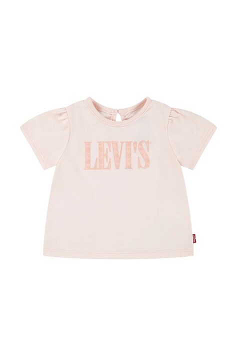 Kojenecké tričko Levi's SS SMOCKED SLV TEE růžová barva, 1EM183