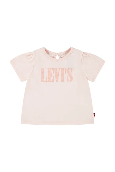 Levi's tricou bebe SS SMOCKED SLV TEE culoarea roz, 1EM183