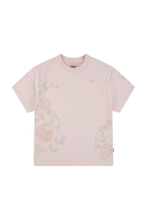 Levi's tricou copii OVERSIZE EMBROIDERY FLORAL culoarea roz, 3EM398