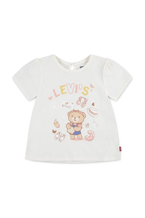 Kojenecké tričko Levi's LIV SS SMOCKED SLV TEE béžová barva, 1EM401