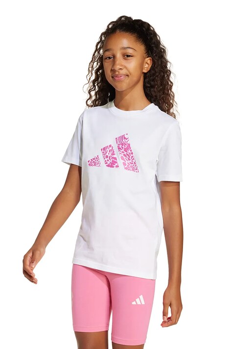Dětské bavlněné tričko adidas bílá barva, JI6731