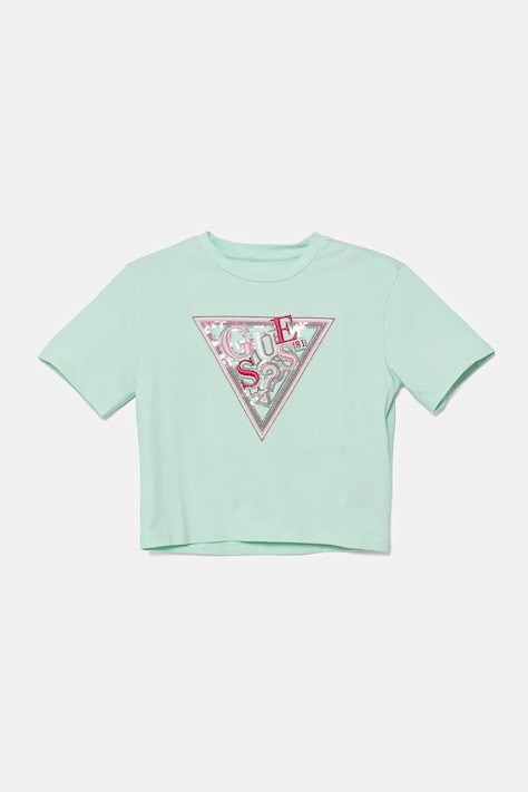 Guess t-shirt dziecięcy kolor turkusowy J5GI04 K6YW4
