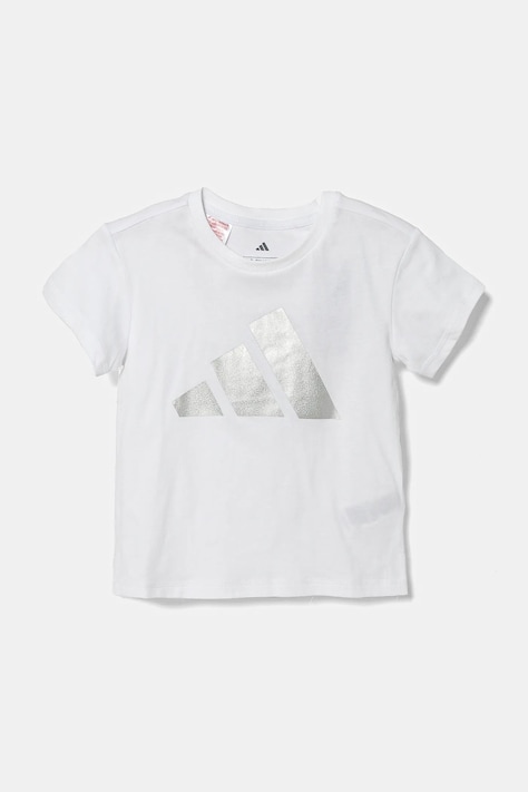 Детска памучна тениска adidas в бяло JD1831