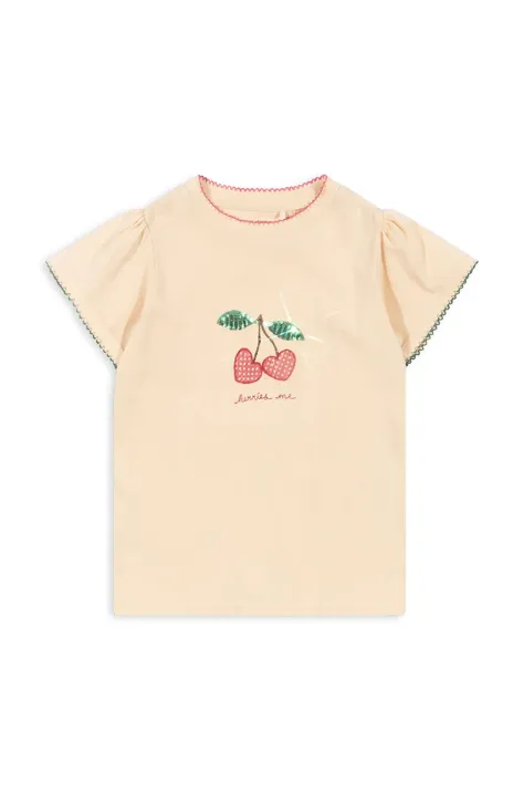 Konges Sløjd tricou de bumbac pentru copii FAMO PUFF TEE GOTS culoarea bej, KS102603